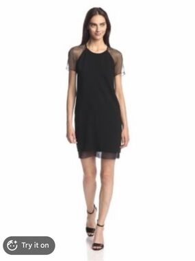 Burberry Black Sheer-Sleeve Mini Dress